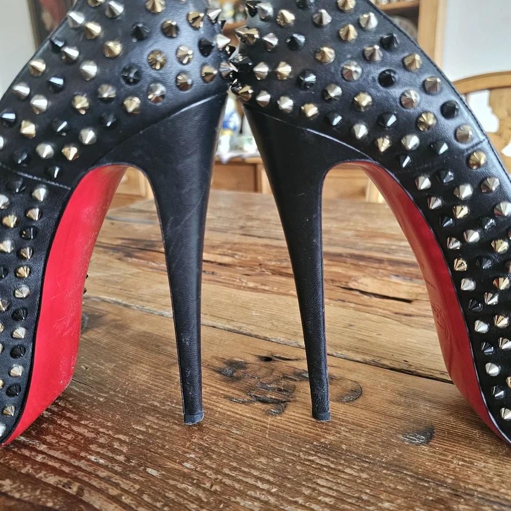 CHRISTIAN LOUBOUTIN Calfskin Daffodile Mix Spikes 160 Pumps Sz 41 - Picture 5 of 15